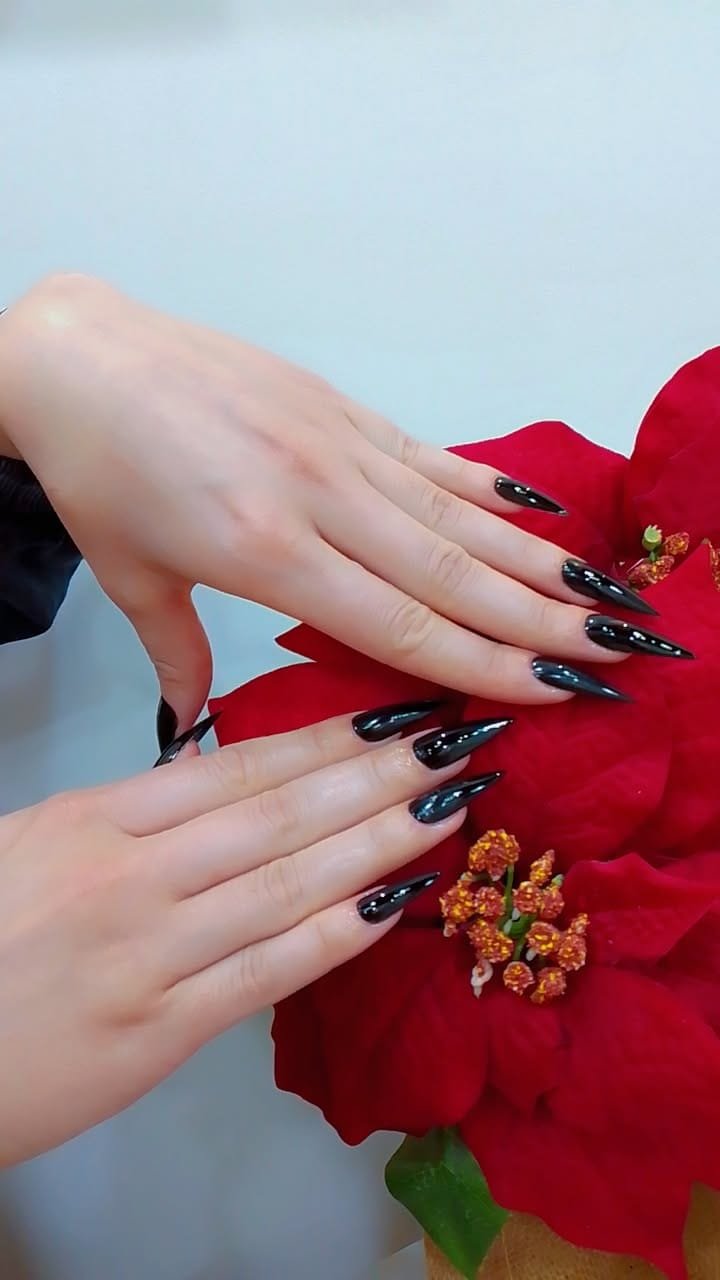 Long black nail color style